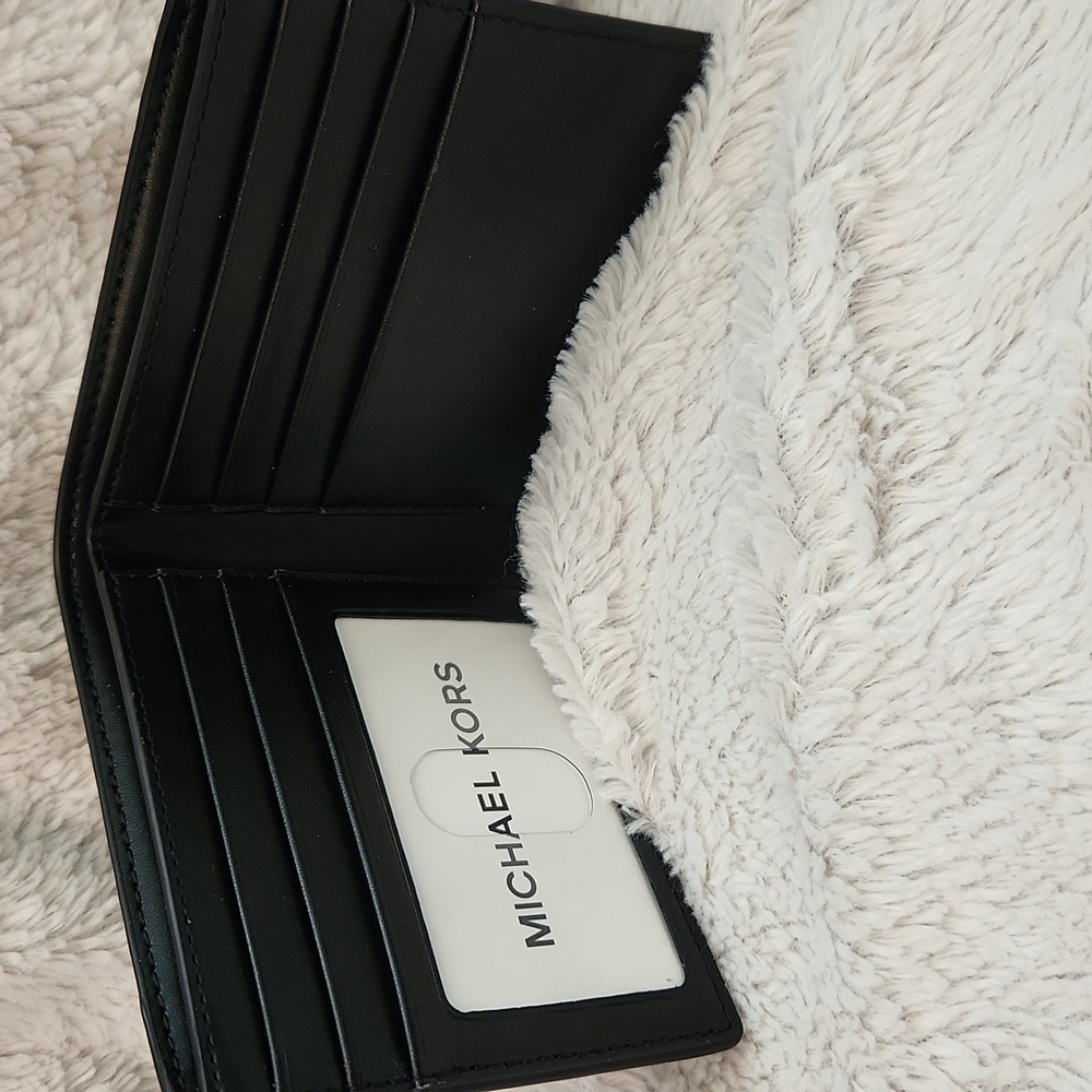Michael Kors Black Textured Leather Bi-Fold Wallet - Picture 8 of 13